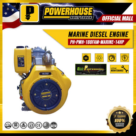 POWERHOUSE 12HP Diesel Marine Engine, 3,600rpm, Stainless Pipe