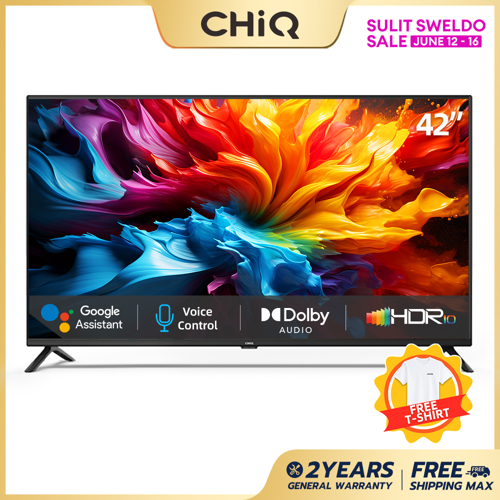 CHiQ L42G6F [FHD] 42 Inch Android 11 Smart TV Flat Screen LED Full HD Chromecast Screen Share Voice Control Dolby Netflix Youtube Audio-2x10W Speaker 1920x1080 42G6F Television【Free Wall Bracket & Voice Remote】