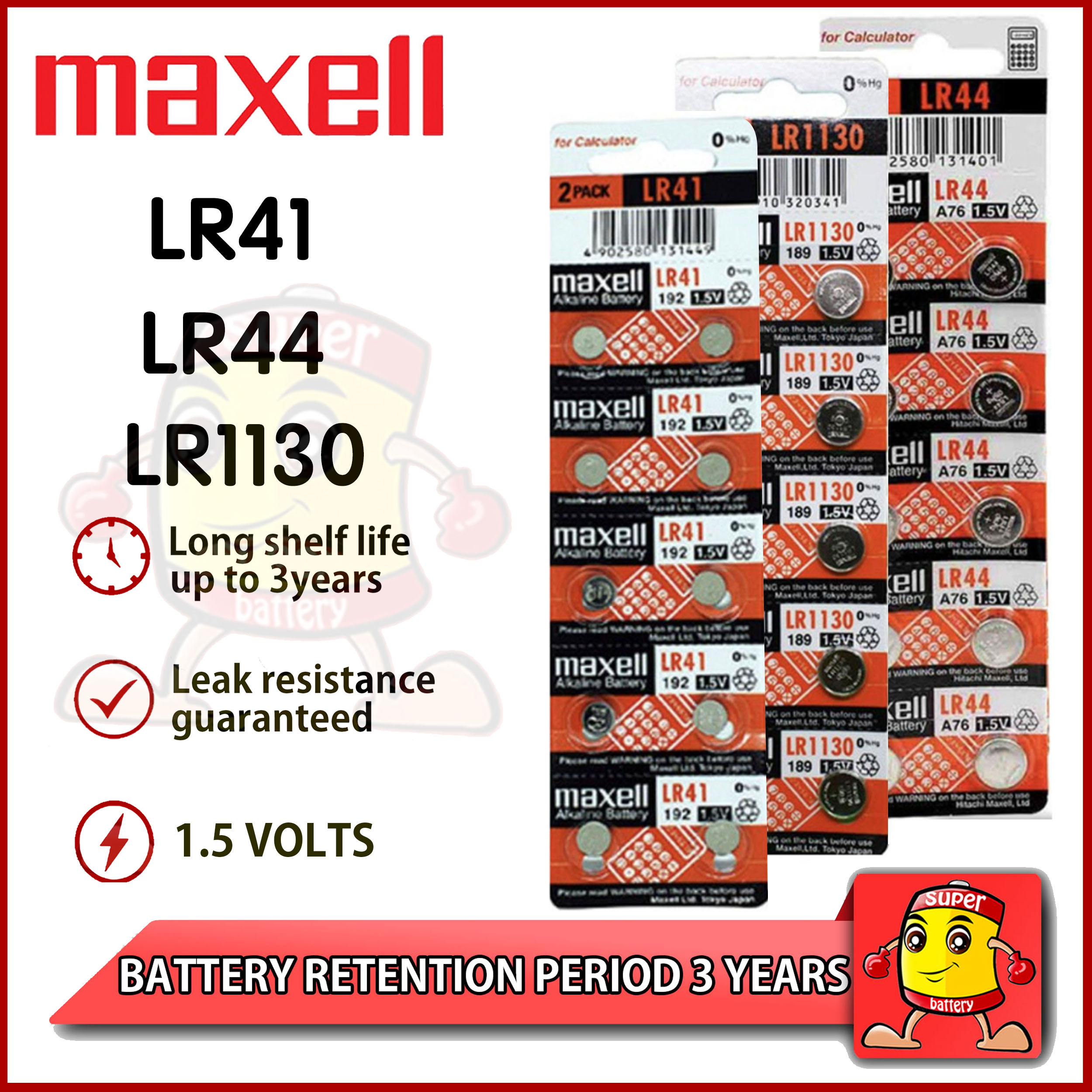 Maxell LR41, LR44, LR1130 Al...