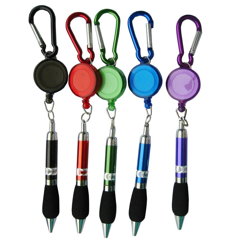 Retractable Ballpoint Pen Badge Reel Belt Clip Key chain with