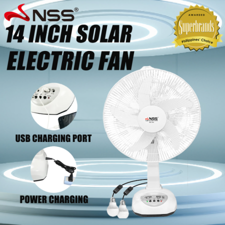 NSS Solar Stand Fan with Rechargeable Battery and Solar Panel