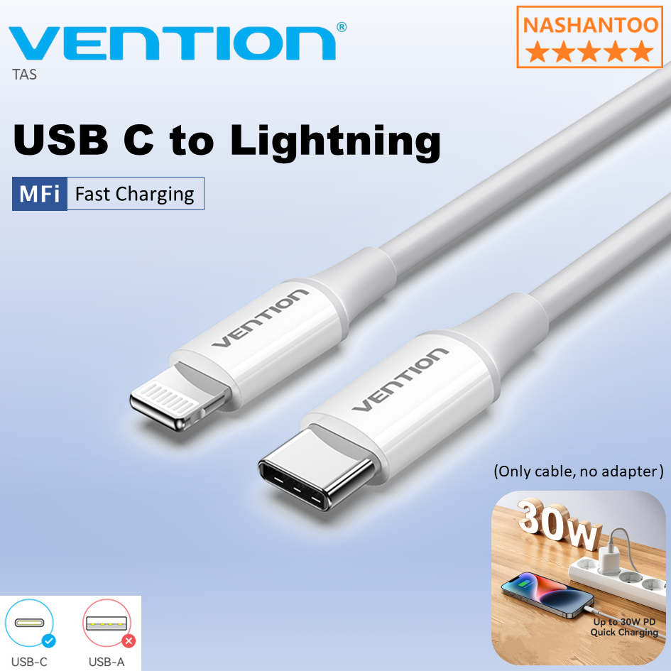 Vention 30W USB C to Lightning Cable MFi Fast Charging For iPhone 8-14  Series 3A High Current TAS 1M