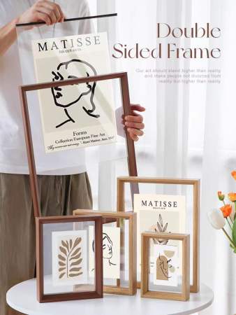 Natural Wooden Double-Sided Glass Photo Frame by 