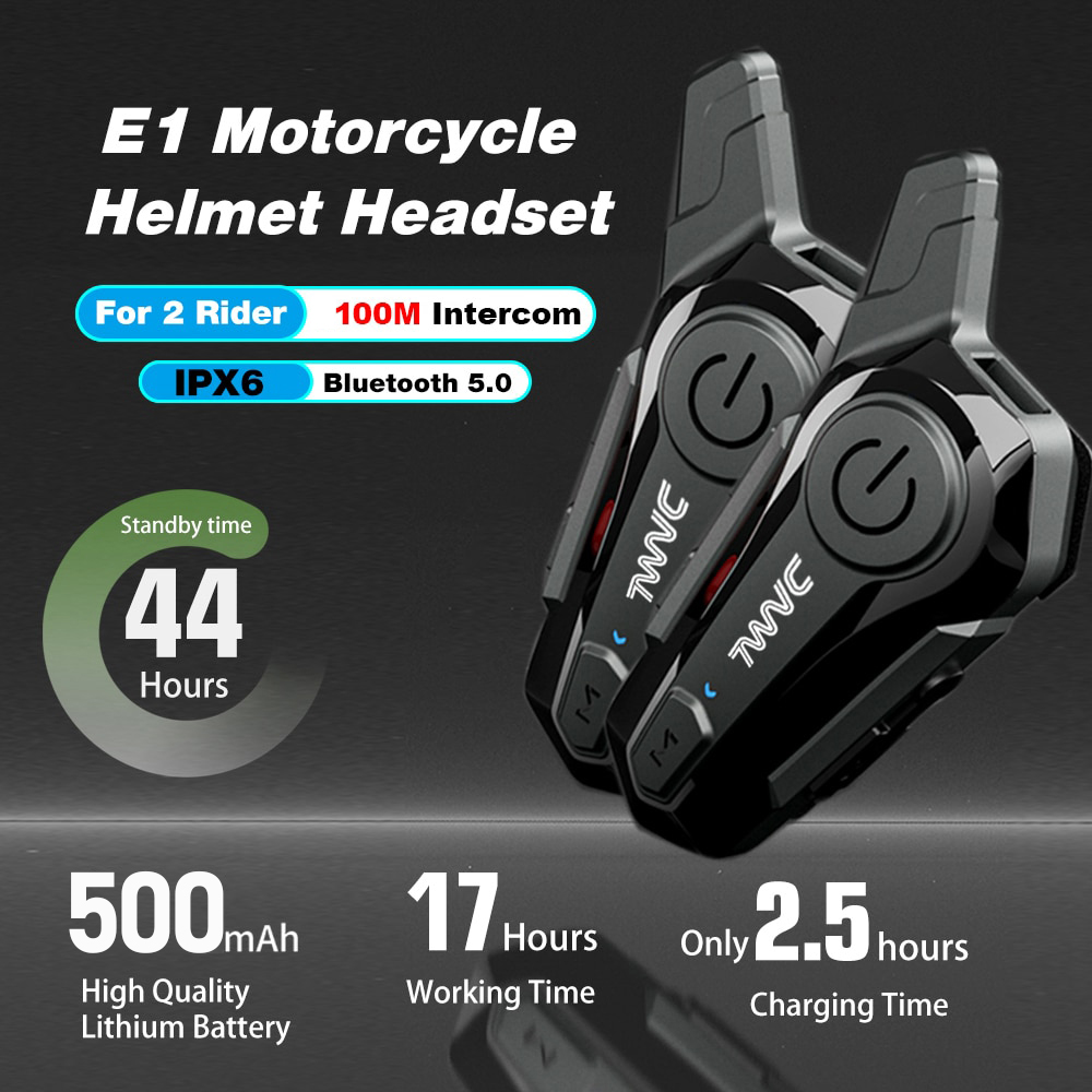 E1 Bluetooth Intercom Motorcycle Helmet Bluetooth Headset for
