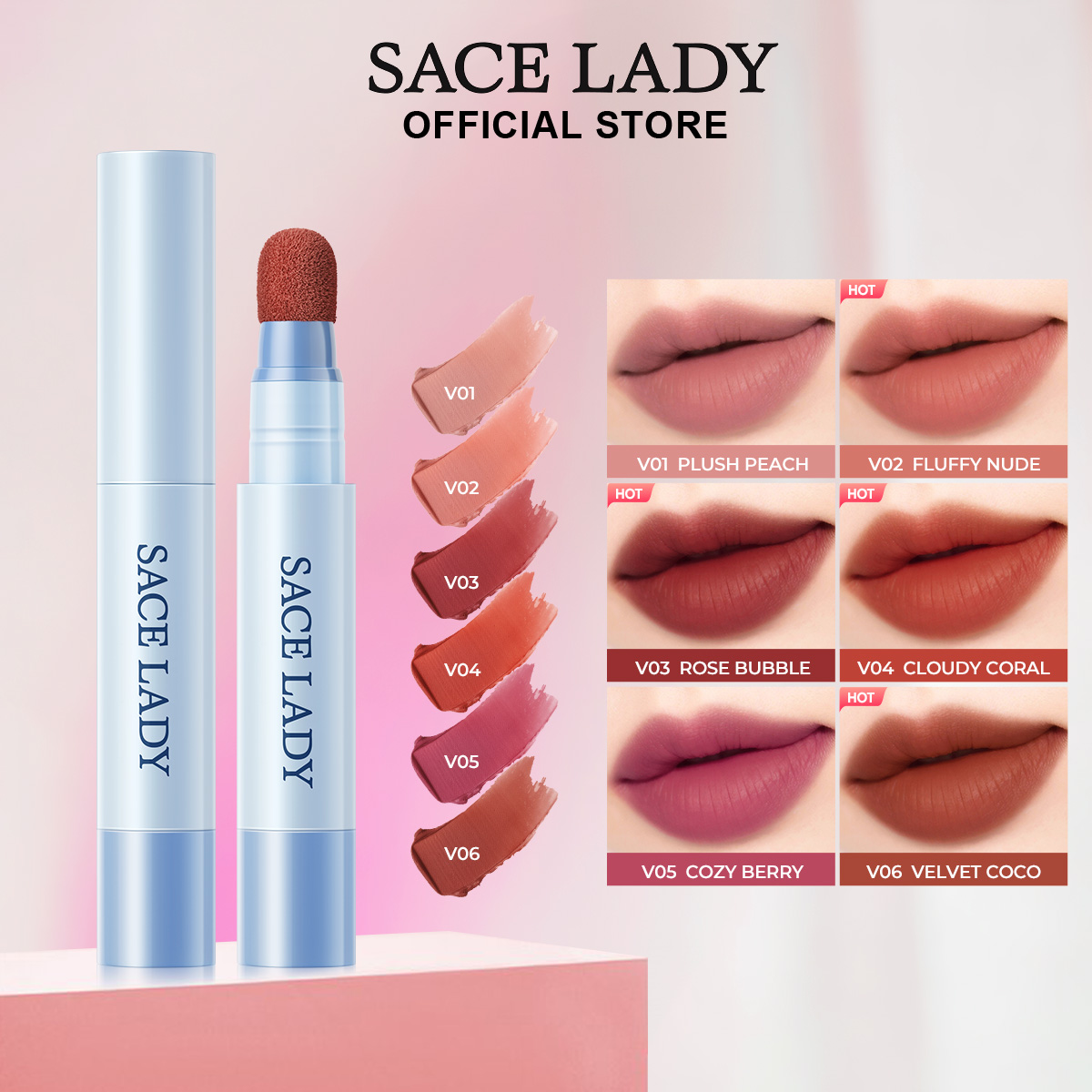 Discount on SACE LADY  shoes - SKU: SACE LADY Matte Air Cushion Lip & Cheek Cream Soft Texture Velvet Lipsticks Non-sticky Long-lasting 