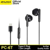 Awei PC-6T Wired Type-C In-Ear Earphones with Mic