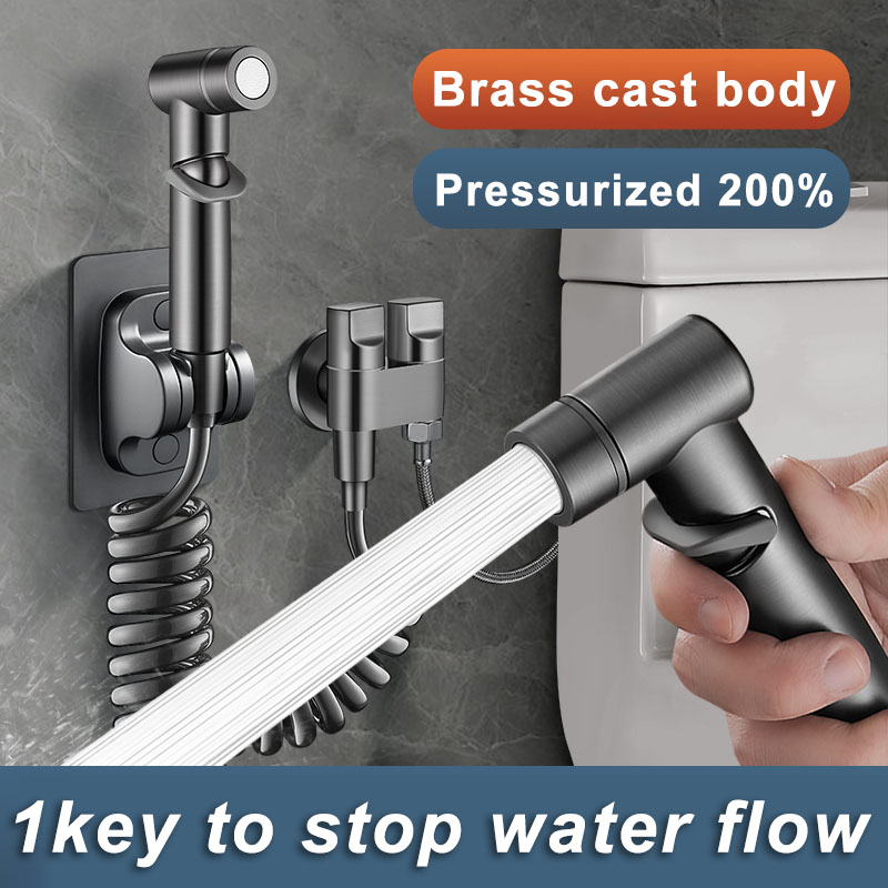 High-Pressure Bidet Spray Gun Set - Brass Body