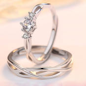 IVY Diamond Fashion Couple Rings - 925 Silver Wedding Set
