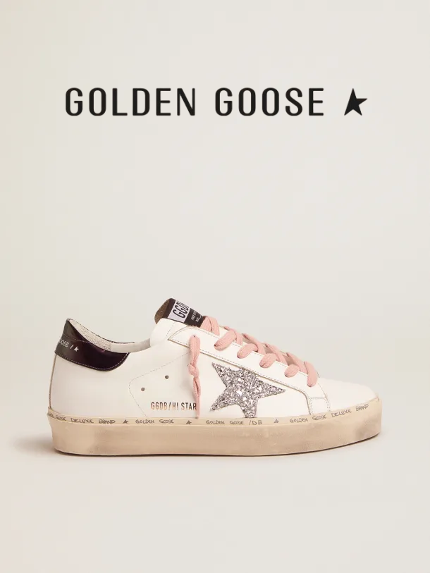 Original Golden Goose Hi Star sneakers with silver laminated leather star  and quartz-pink glitter heel tab | Lazada PH