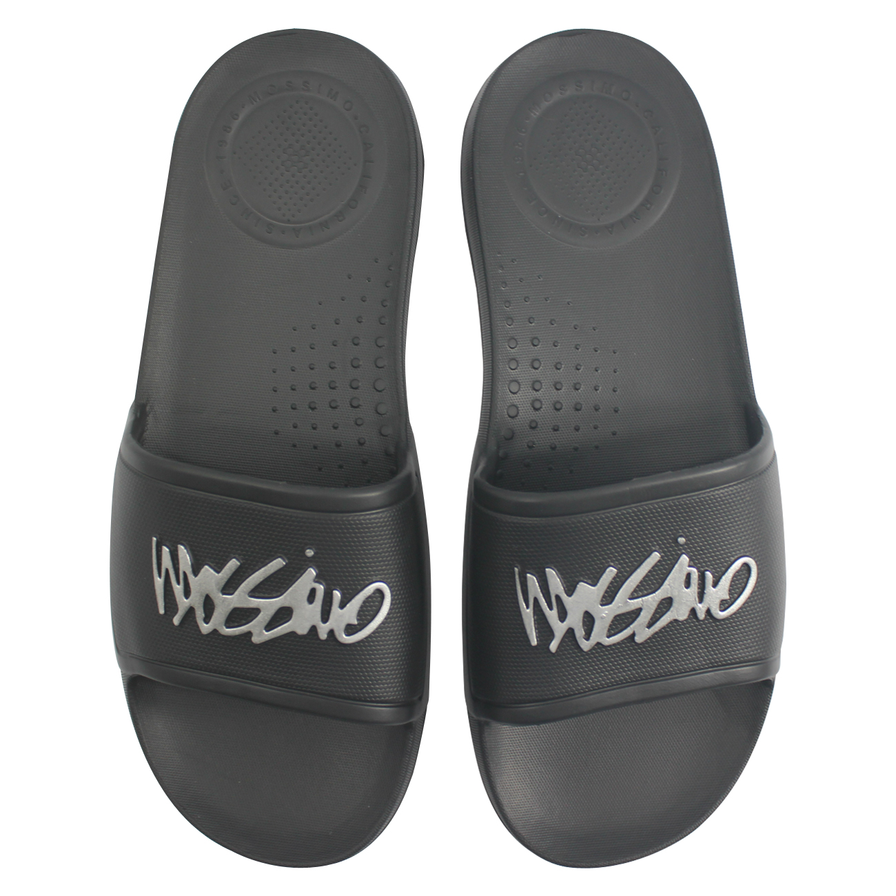 Mossimo Dark Green Slides TEXTO Black Flip-flops With Rhinestone