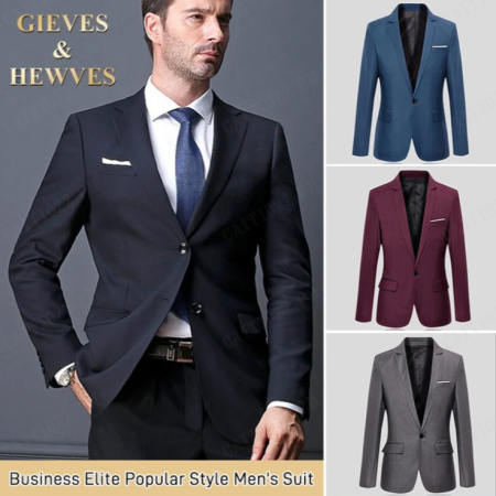 Caiti022 Men's Slim Fit Business Wedding Suit - British Style