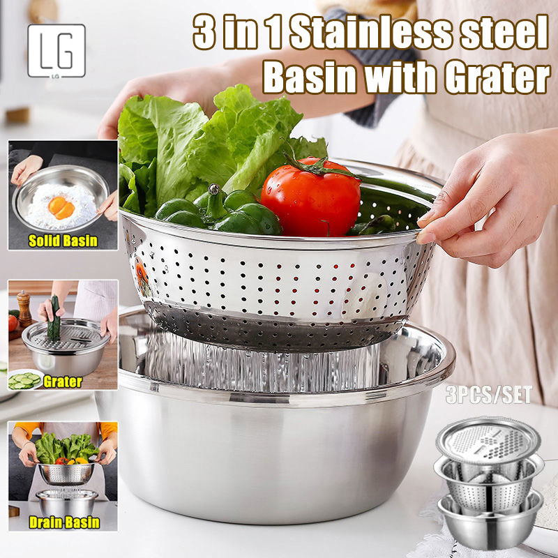 3-in-1 Stainless Steel Salad Slicer and Drain Tool