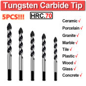 5-Piece Tungsten Carbide Drill Bit Set for Multi-Material Surfaces