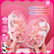 DAPANDA Baby Girl Sandals with Flower and Pearl Buckle