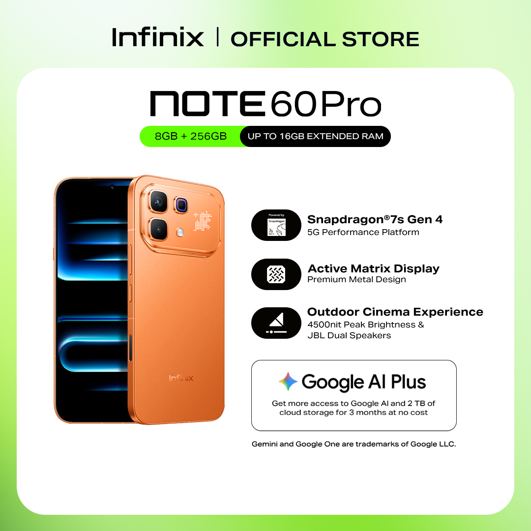 Infinix NOTE 60 Pro 5G, (up to 16GB [8+256] Snapdragon 7s Gen 4 5G / 144Hz 1.5K Ultra HDR Cinematic Display / Active Matrix Display / 90W 6500mAh Battery (1 Year Local Warranty) Smart Phone