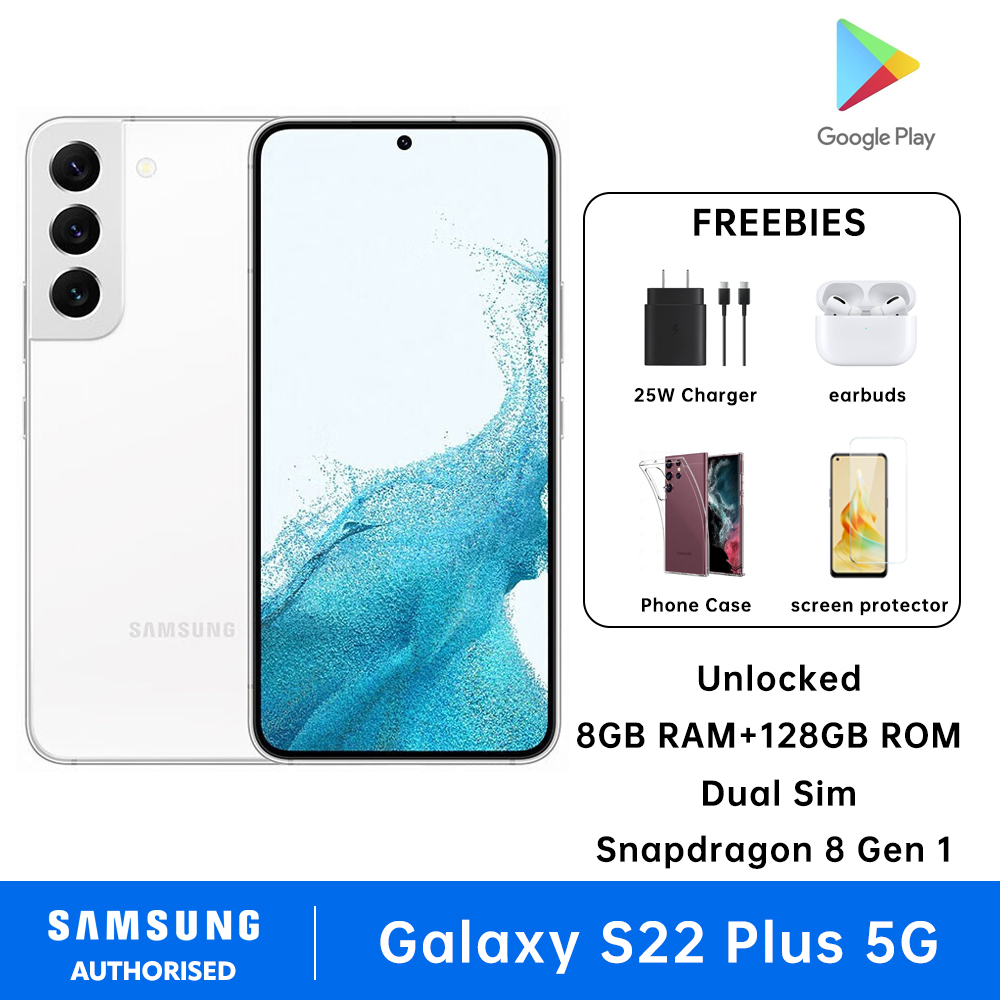 SAMSUNG Galaxy S22+ / S22 Plus 5G Cellphone 8GB RAM + 128GB ROM Dual Sim Factory Unlocked Smartphone Snapdragon 8 Gen 1 Android 4500 mAh phone