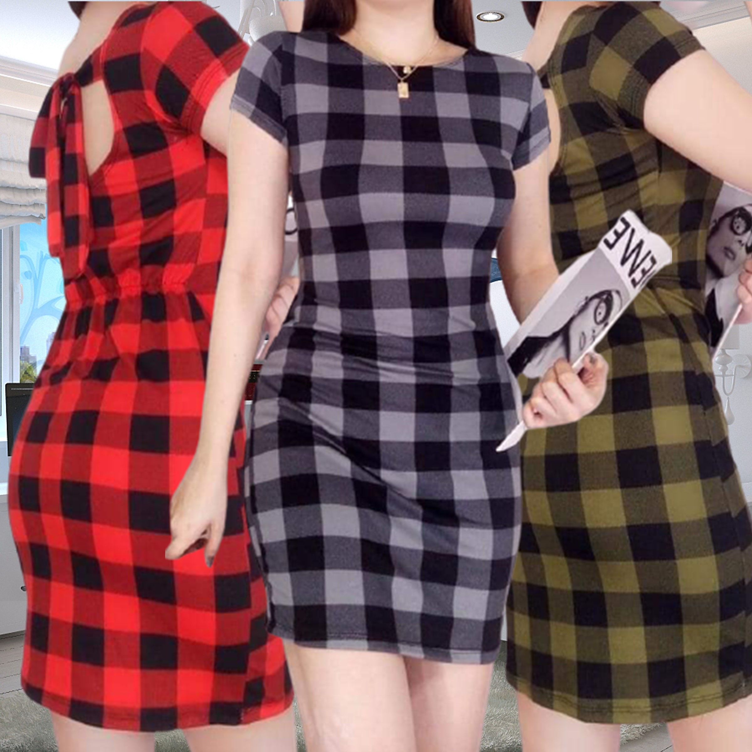 Red Checkered Dress Women Clothing Mini Dress Stretchable Korean dress for  women teenage Korean dress women trendy 2022 sale Korean dress for women  Checkered dress for women on sale new arrival checkered