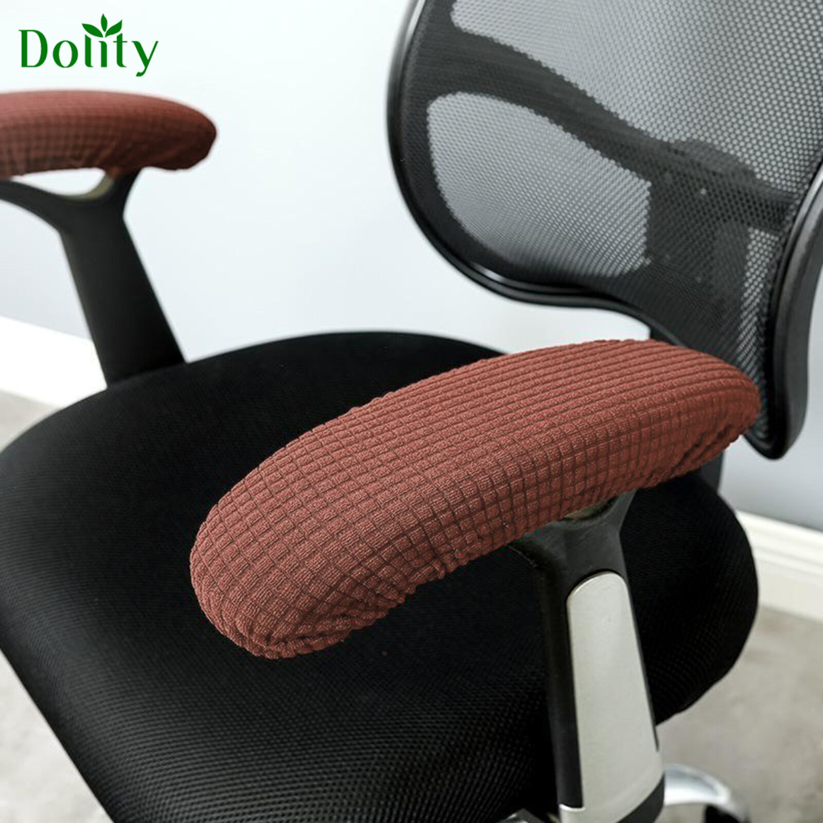 Freahap Armrest Covers for Office Chair Elastic Fabric Universal Armrest Protector for Desk Gaming Chair 1 Pair Coffee 