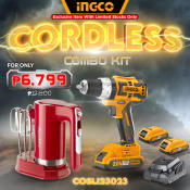 INGCO Cordless Brushless Impact Drill Combo Kit with Kitchen Mixer