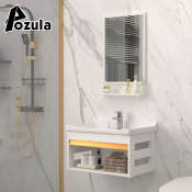 Pozula Aluminum Bathroom Cabinet Set with Ceramic Sink