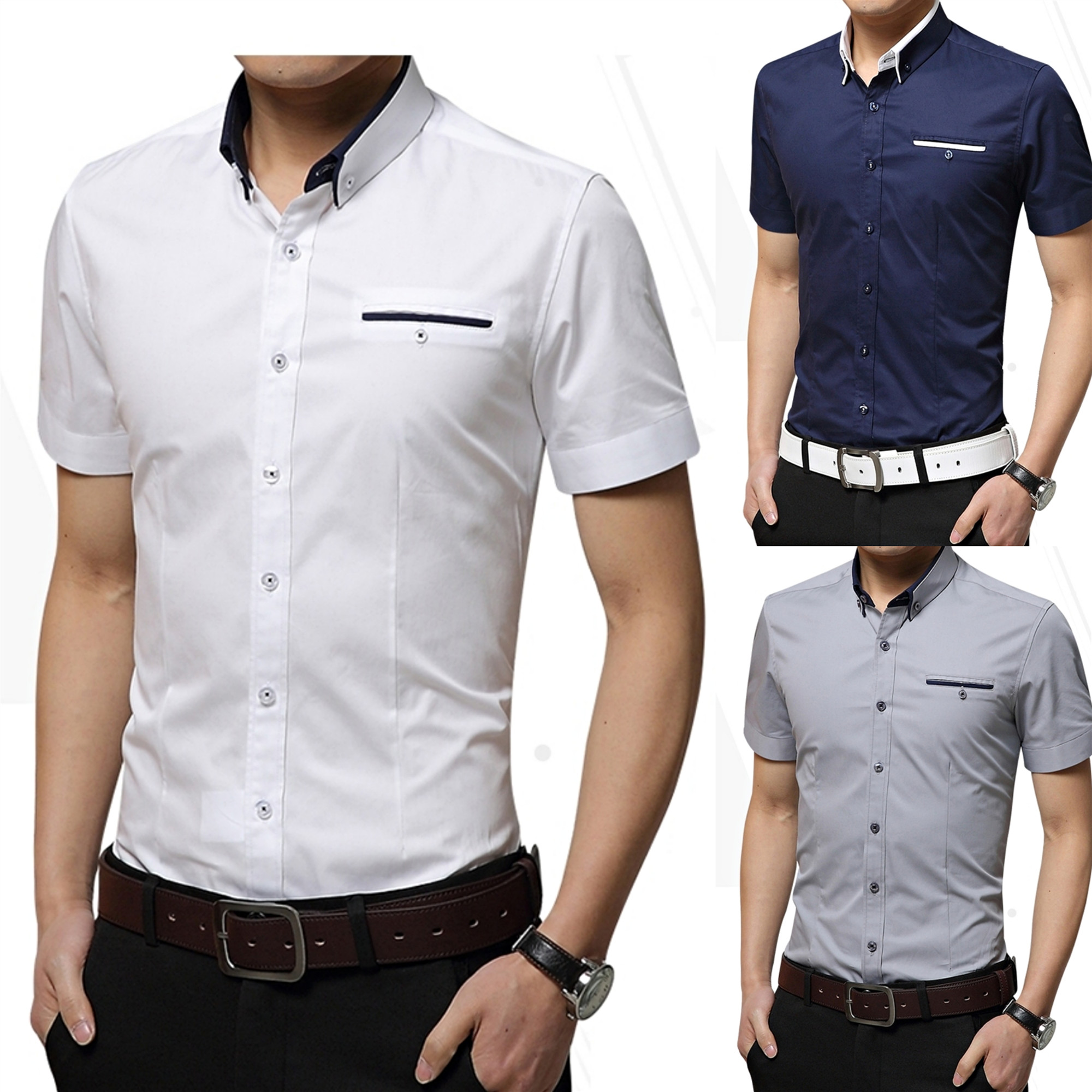 HUILISHI Business casual high quality men s short sleeve shirts suitable for office Lazada PH