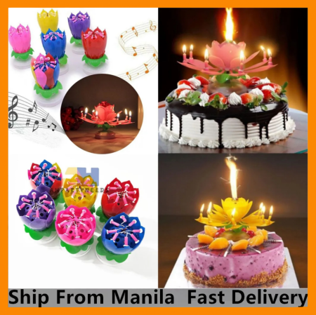 Music Flower Rotating Birthday Candle Light 1PCS