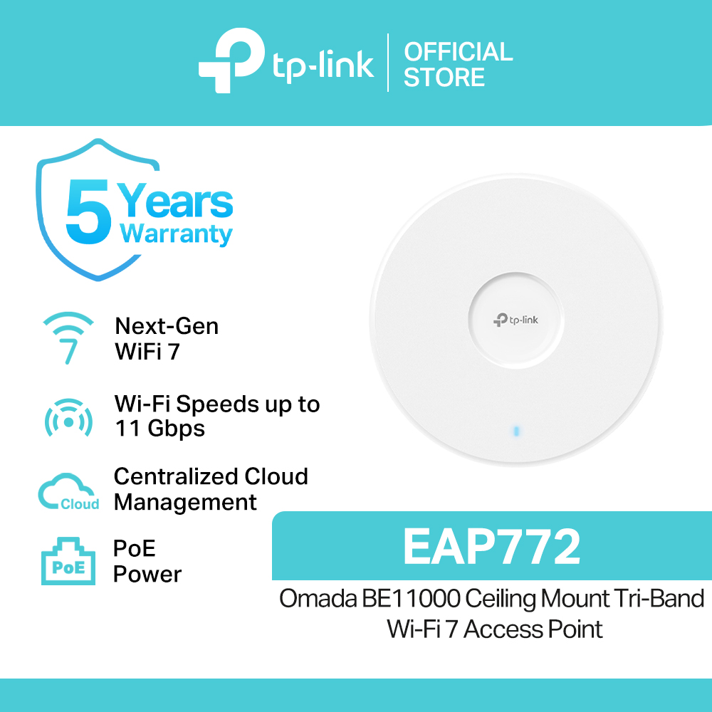 TP-Link Official Store / EAP772 / Omada BE11000 Ceiling Mount Tri-Band Whole Home Mesh WiFi 7 Router Smart Access Point