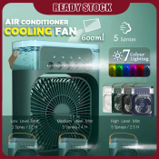 6" Portable Cooling Fan with 5 Sprays and Color Light