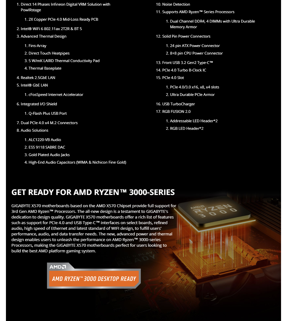GIGABYTE X570 AORUS MASTER AMD Ryzen 3000 PCIe 4.0 SATA 6Gb/s USB 3.2 AMD X570 ATX Motherboard