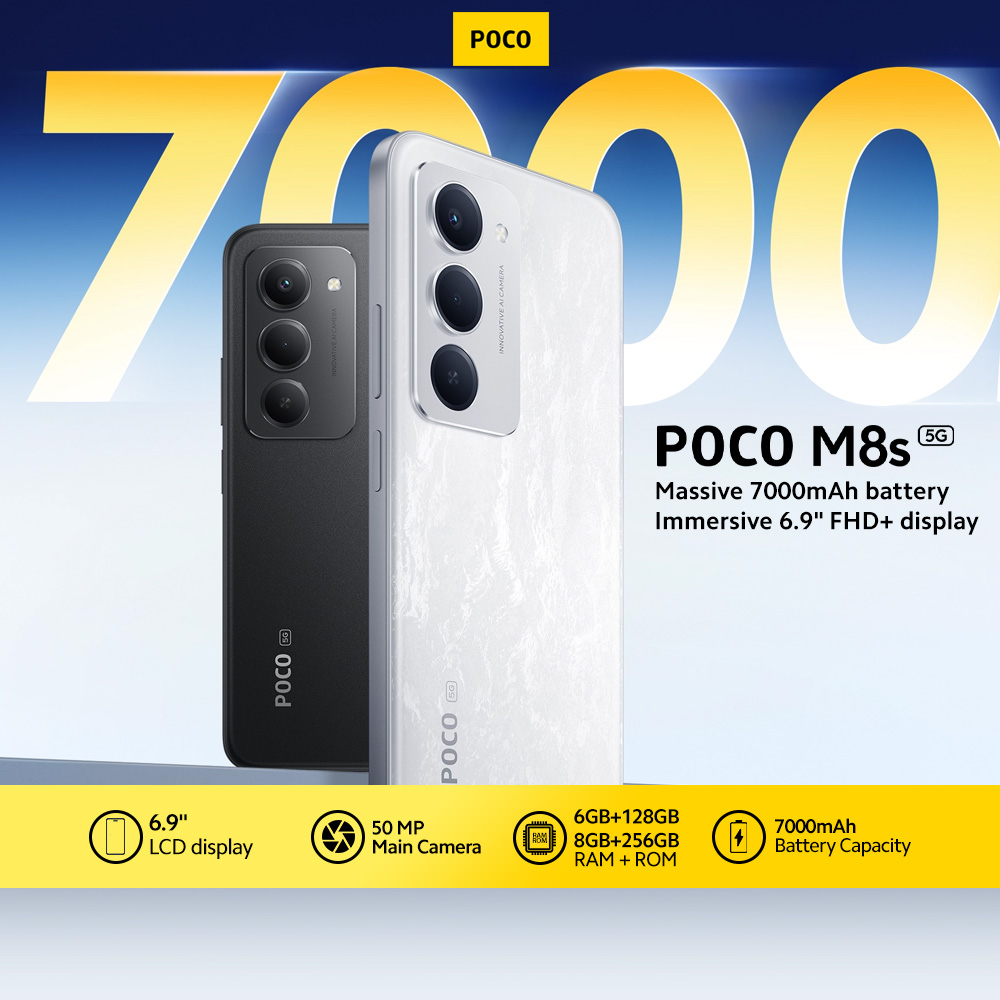 POCO M8s 5G 6.9" FHD+ DotDisplay Snapdragon® 6s Gen 3