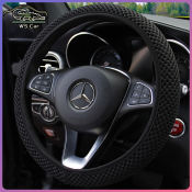 Black Ice Silk Car Steering Wheel Cover, Universal Fit