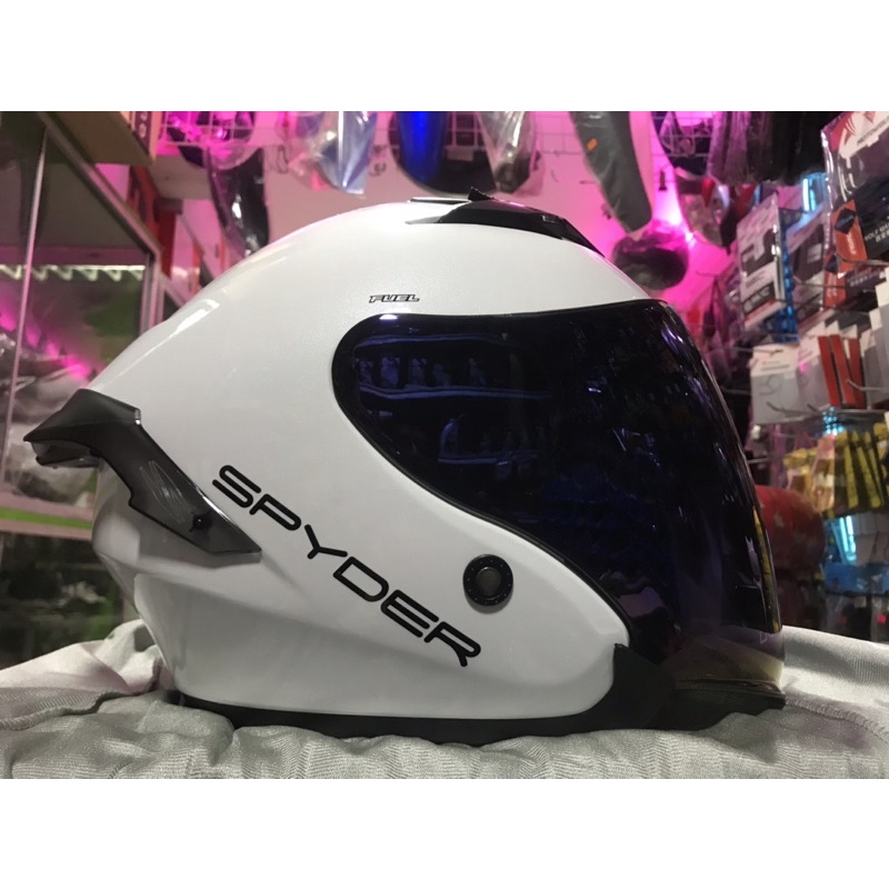 spyder half face helmet white