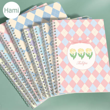 Hami Checkered Tulips A5 Spring Notebook - 4pcs Set