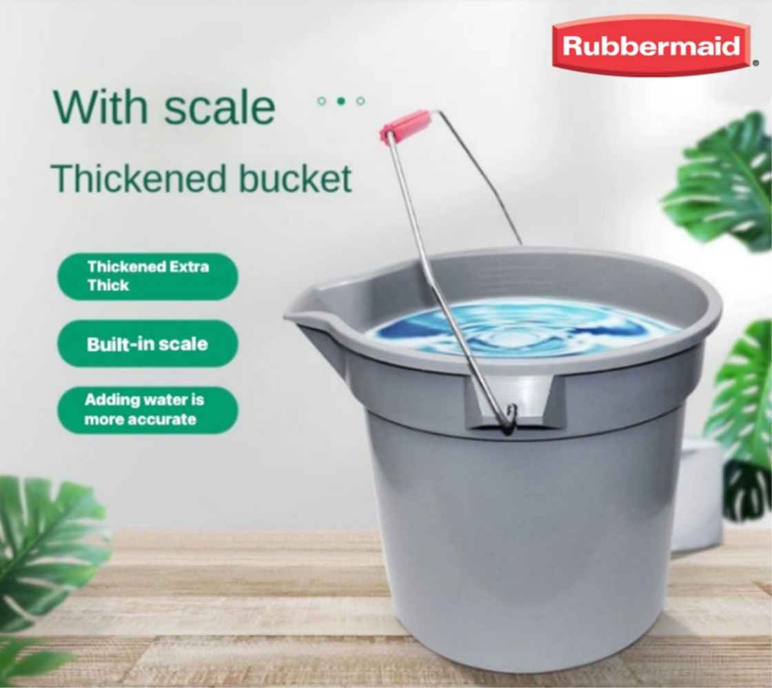 Buy Rubbermaid Professional Plus FG296300GRAY Bucket, 10 qt Capacity,  10-1/2 in Dia, Polyethylene, Gray 10 Qt, Gray