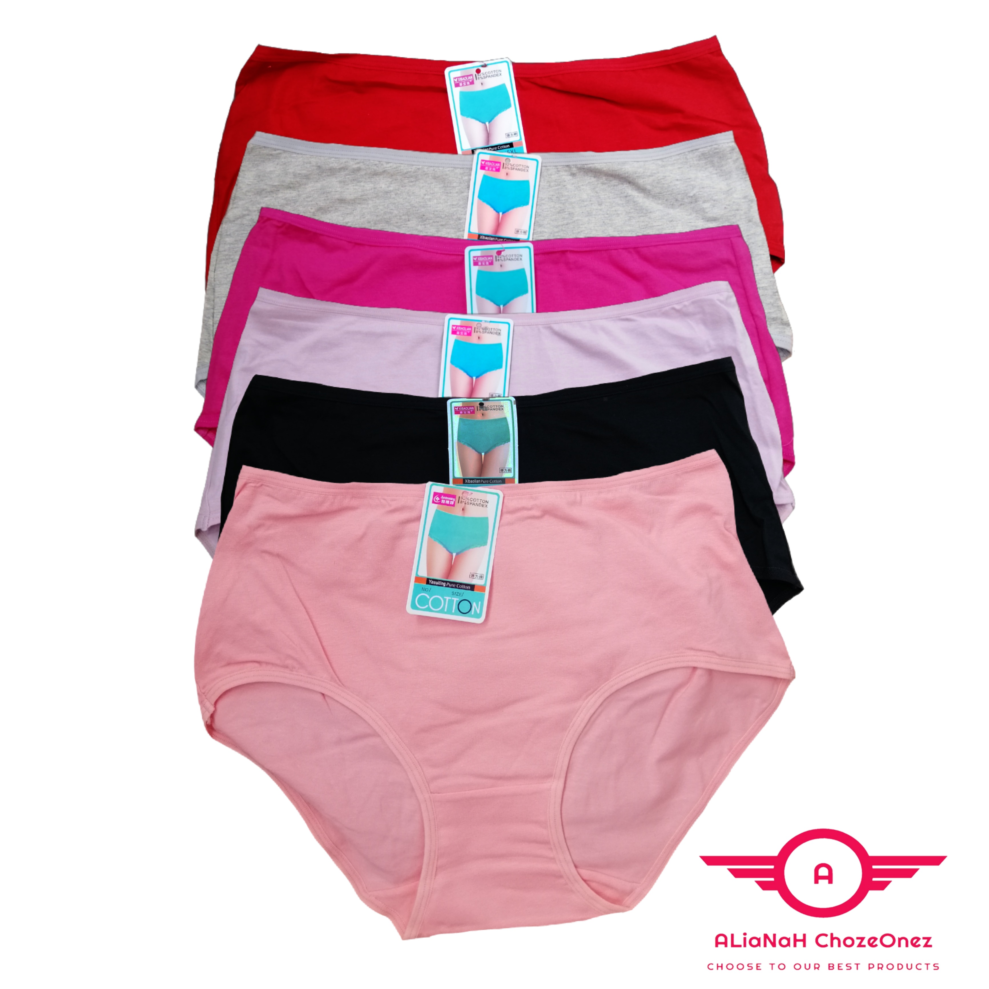 100% cotton panty fit to 3XL, 4XL AND UP TO 5XL (6pcs) #0004