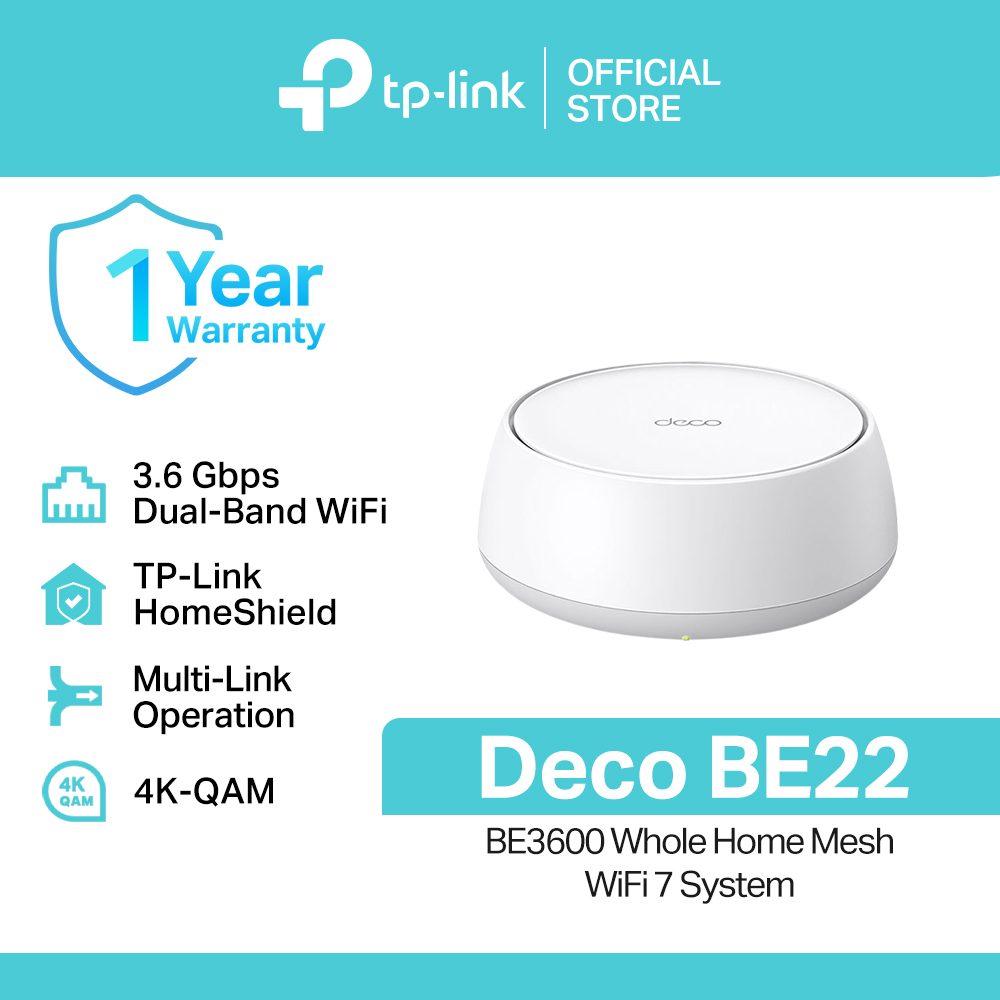 TP-Link Official Store / Deco BE22 BE3600 / 3.6 Gbps Dual-Band Whole Home Mesh Smart Access Point WiFi 7 System Router
