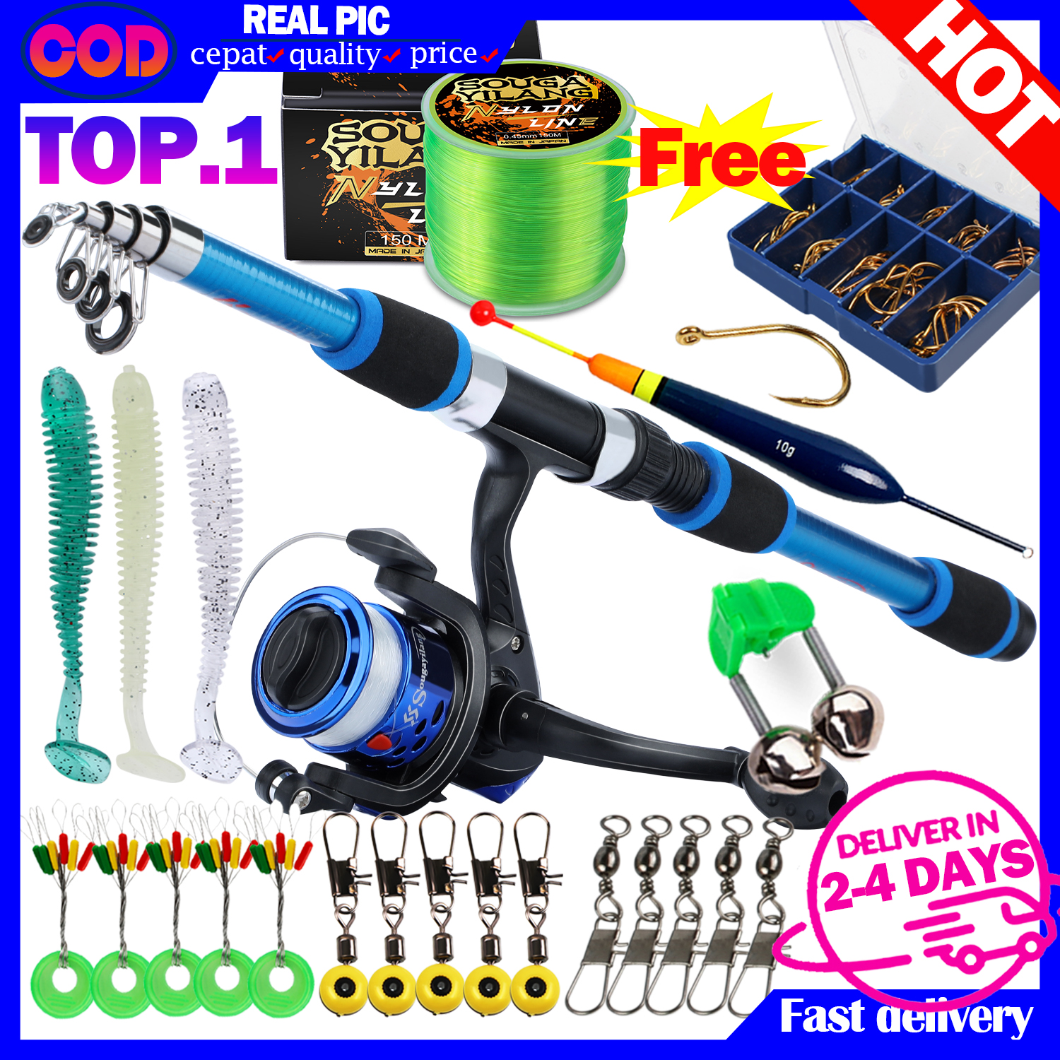 Shop 5 Pcs Stainless Steel Fishing Rod with great discounts and