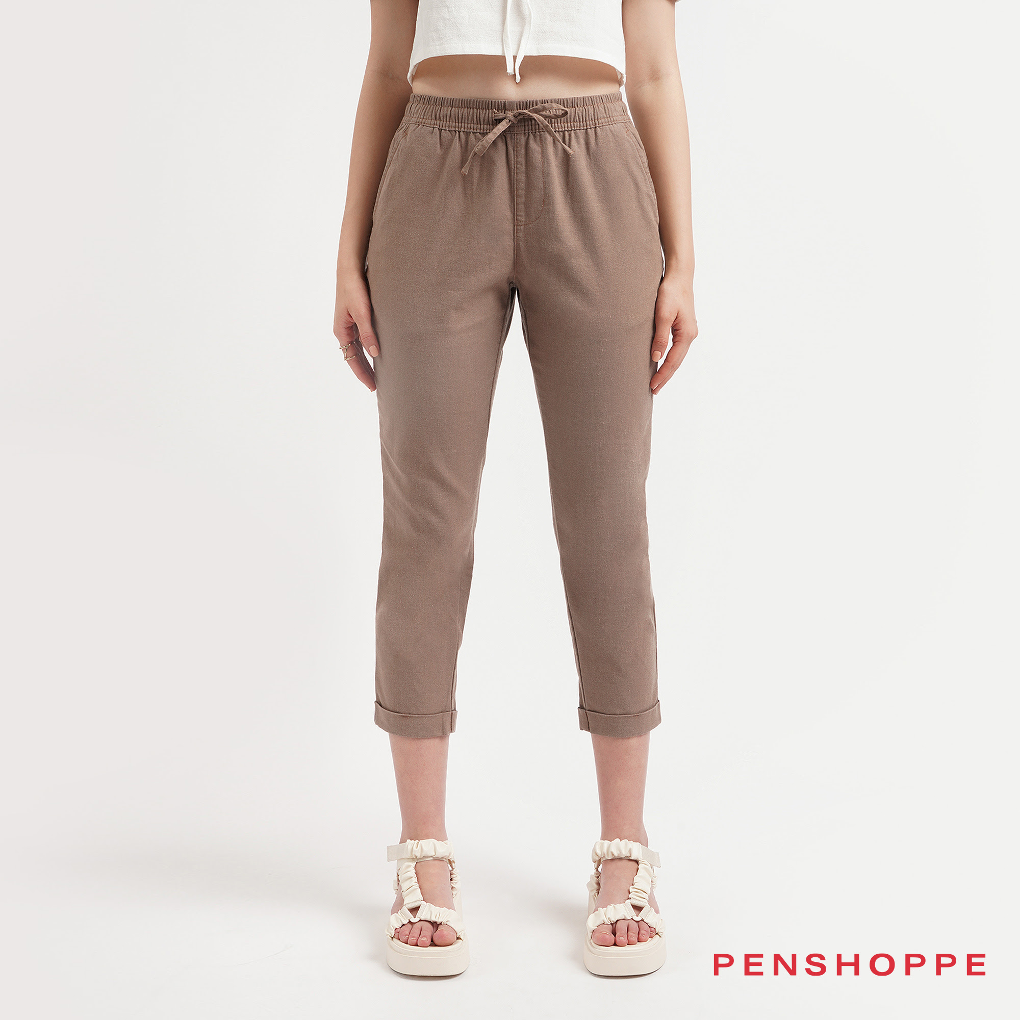 Penshoppe Chic Trousers With Pintuck Details For Women (Khaki) | Shopee  Philippines