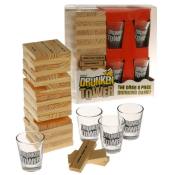 Drunken Tower Shot Glass Drinking Game 4 Shot Glasses 60 Stacking Wooden Blocks Jenga Toy Party Game