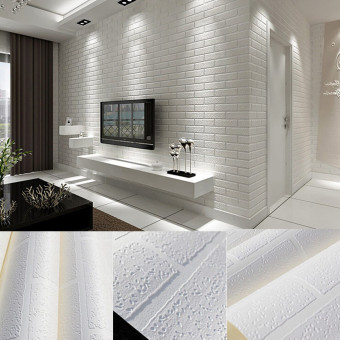 10m Brick Pattern 3D White Textured Non-woven Flocking Wallpaper Wall Paper Roll June 2018 - 2 10m Brick pattern 3D White Textured Non-woven Flocking Wallpaper Wall Paper Roll - 2