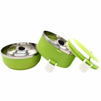 2 Layers Elegance Insulation Lunch Box With White Handle(Green) June 2018 - 2 2 Layers Elegance Insulation Lunch Box with White Handle(Green) - 2