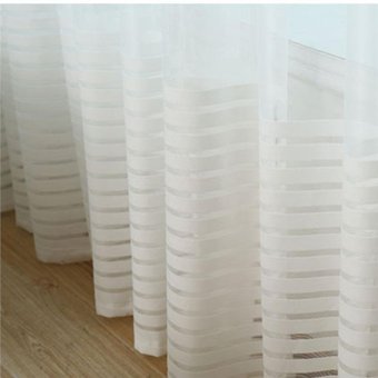 2 Pcs 140*240cm Striped Window Curtain See Through Sheer VoileDrape - White - Intl June 2018 - 3 2 Pcs 140*240cm Striped Window Curtain See Through Sheer VoileDrape - White - intl - 3