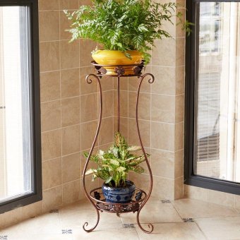 2-Tier Metal Balcony Fower Pots Shelf Garden Flower Stands HolderPlant Flower Pergolas Metal Iron Flower Shelf (black+white) - Intl June 2018 - 3 2-Tier Metal Balcony Fower Pots Shelf Garden Flower Stands HolderPlant Flower Pergolas Metal Iron Flower Shelf (black+white) - intl - 3