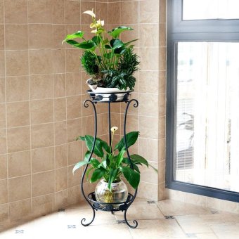 2-Tier Metal Balcony Fower Pots Shelf Garden Flower Stands HolderPlant Flower Pergolas Metal Iron Flower Shelf (black+white) - Intl June 2018 - 2 2-Tier Metal Balcony Fower Pots Shelf Garden Flower Stands HolderPlant Flower Pergolas Metal Iron Flower Shelf (black+white) - intl - 2