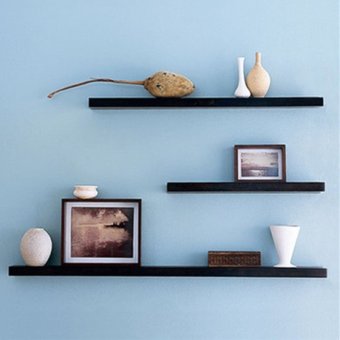 3 Pack 30+40+50cm DIY Wooden Sky Floating Wall Shelves (Black) -INTL June 2018 - 2 3 Pack 30+40+50cm DIY Wooden Sky Floating Wall Shelves (Black) -INTL - 2