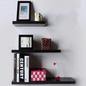 3 Pack 30+40+50cm DIY Wooden Sky Floating Wall Shelves (Black) -INTL June 2018 - 3 3 Pack 30+40+50cm DIY Wooden Sky Floating Wall Shelves (Black) -INTL - 3