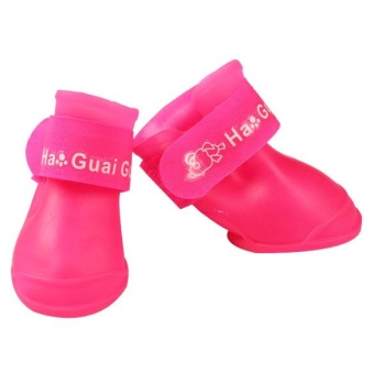 4x Pet Dog Waterproof Boots Rubber Rain Shoes Color:Rose-carmine Size:L - Intl June 2018 - 4 4x Pet Dog Waterproof Boots Rubber Rain Shoes color:Rose-carmine size:L - intl - 4