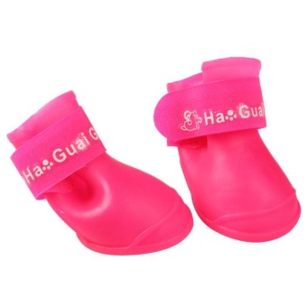 4x Pet Dog Waterproof Boots Rubber Rain Shoes Color:Rose-carmine Size:L - Intl June 2018 - 3 4x Pet Dog Waterproof Boots Rubber Rain Shoes color:Rose-carmine size:L - intl - 3
