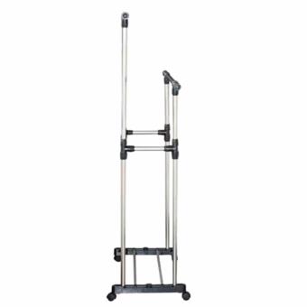Adjustable Double Rail Garment Rack With Shoes Shelf On Wheels June 2018 - 2 Adjustable Double Rail Garment Rack with Shoes Shelf on Wheels - 2