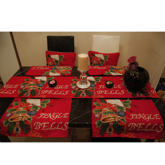 Christmas Tapestry Table Cloth Runner Jingle Bells W/ Tassel Multicolor - Intl June 2018 - 5 Christmas Tapestry Table Cloth Runner Jingle Bells w/ Tassel Multicolor - intl - 5